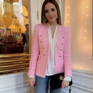 BNWT Zara tweed pink blazer L